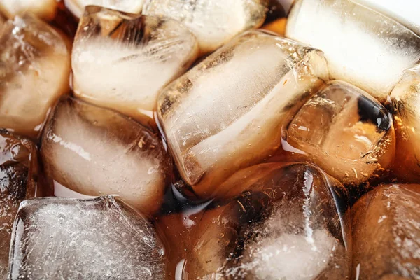 Closeup View Tasty Refreshing Cola Ice Cubes Background — Stock Photo, Image