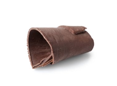 Beyaz arka planda dekorasyon için lezzetli çikolata kıvırcığı