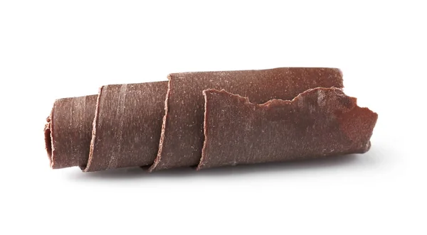 Göndör Fehér Háttér Ízletes Csokoládé — Stock Fotó