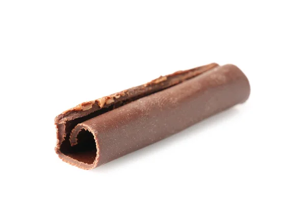 Finom Csokoládé Göndör Dekoráció Fehér Alapon — Stock Fotó