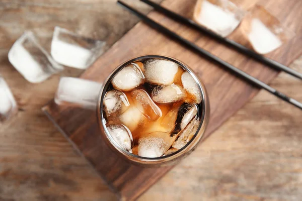 Composition Glass Refreshing Cola Table Top View — Stock Photo, Image