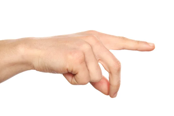 Man Showing Hand Sign White Background Closeup Body Language — Stock Photo, Image