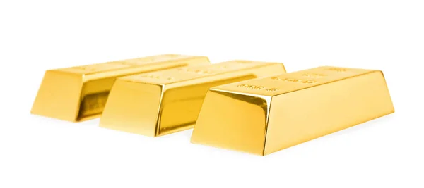 Precious Shiny Gold Bars White Background — Stock Photo, Image