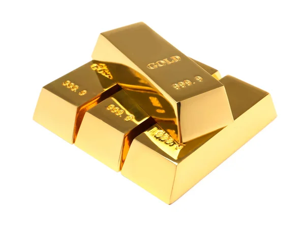 Precious Shiny Gold Bars White Background — Stock Photo, Image