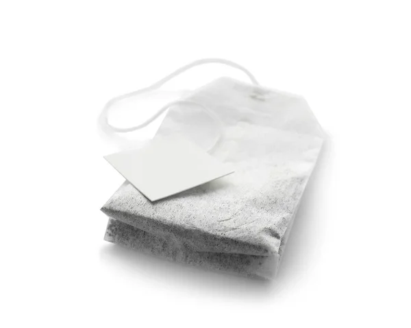 Unused Tea Bag Tag White Background — Stock Photo, Image