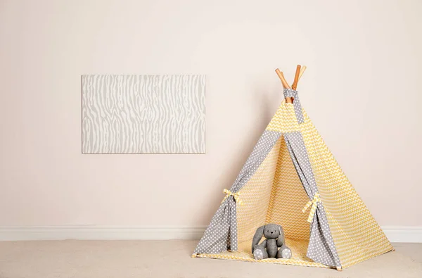 Cozy child room interior with play tent
