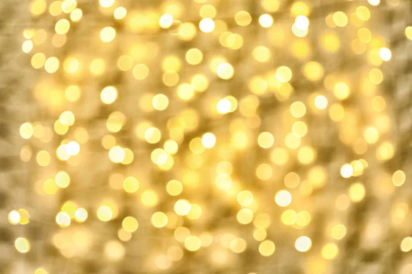 Blurred View Golden Christmas Lights Background Bokeh Effect — Stock Photo, Image