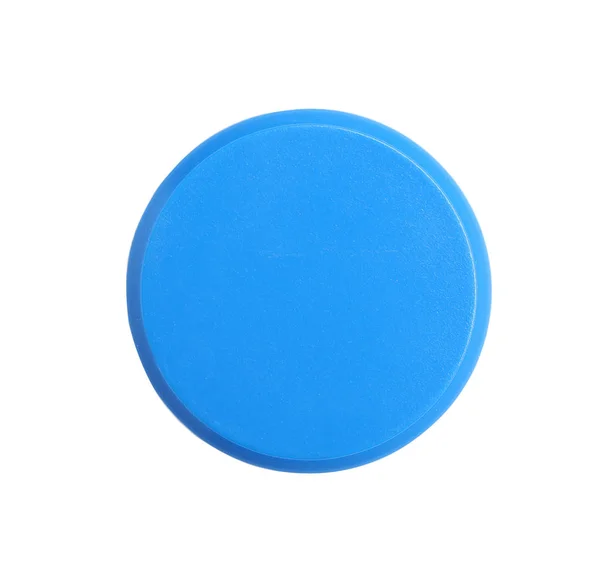 Ímã Plástico Azul Brilhante Fundo Branco Vista Superior — Fotografia de Stock