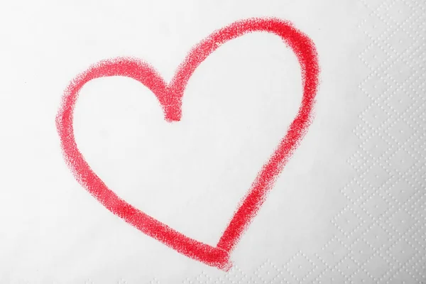 紙ナプキン 平面図に口紅で描かれた心 — ストック写真