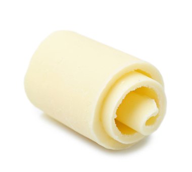 Beyaz arka planda dekorasyon için lezzetli çikolata kıvırcığı