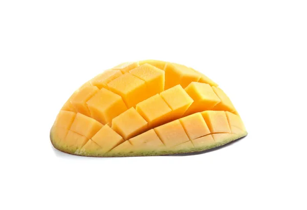 Reife Mango Auf Weißem Hintergrund Schneiden Tropische Früchte — Stockfoto