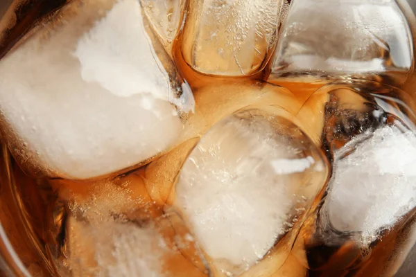 Closeup View Tasty Refreshing Cola Ice Cubes Background — Stock Photo, Image