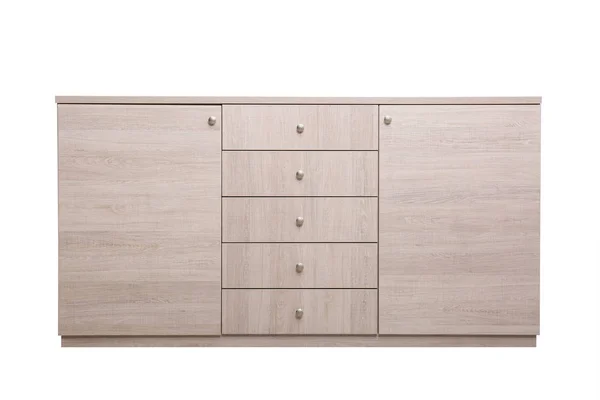 Modern Könnyű Fából Készült Szekrény Elszigetelt Fehér Bútor Gardrób Szoba — Stock Fotó