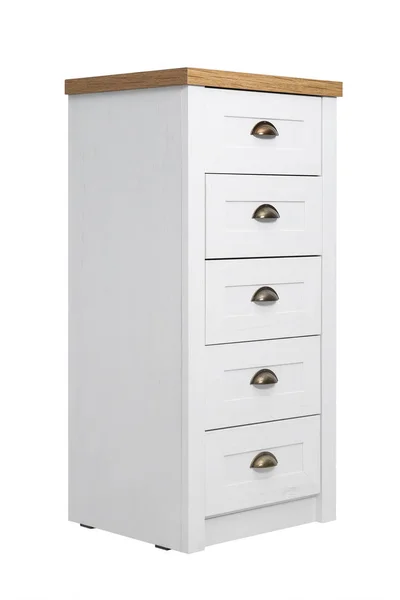 Commode Moderne Bois Clair Isolé Sur Blanc Meubles Pour Vestiaire — Photo