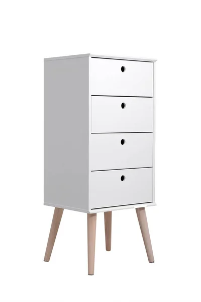 Stijlvolle Commode Geïsoleerd Wit Meubilair Voor Garderobe Kamer — Stockfoto