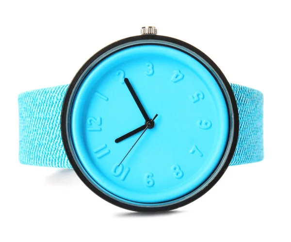 Elegante Reloj Pulsera Sobre Fondo Blanco Accesorio Moda — Foto de Stock