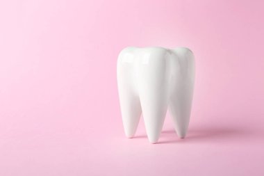 Diş renk arka plan üzerinde seramik modeli. Metin için yer