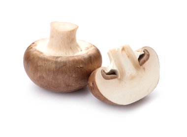 Taze champignon mantar beyaz arka planda, portre