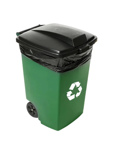Odpadkový Koš Izolované Bílém Recyklace Odpadů — Stock fotografie