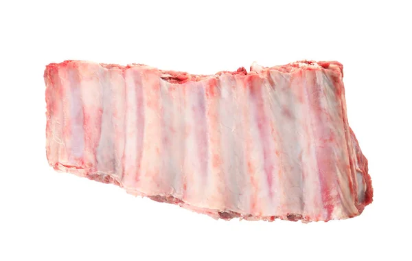 Costelas Cruas Fundo Branco Vista Superior Carne Fresca — Fotografia de Stock
