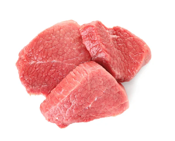 Rohes Fleisch Auf Weißem Hintergrund Draufsicht — Stockfoto