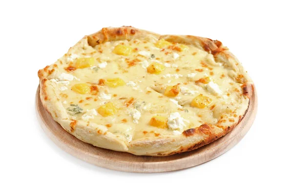 Horká Sýrová Pizza Margherita Bílém Pozadí — Stock fotografie