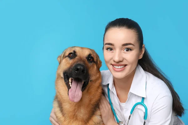Veterinär Doc Med Hund Färgbakgrund — Stockfoto