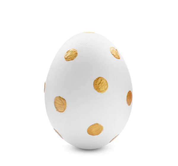 Традиционное Пасхальное Яйцо Золотой Краской Белом Фоне — стоковое фото