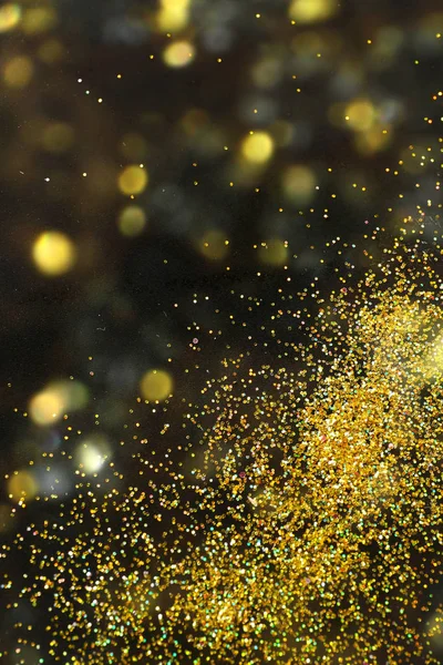 Glanzende Gouden Glitter Onscherpe Achtergrond Met Bokeh Effect Ruimte Voor — Stockfoto
