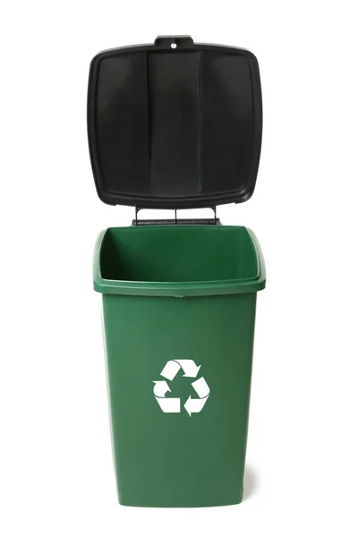 ゴミ箱が白で隔離 廃棄物のリサイクル — ストック写真