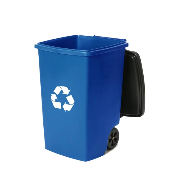 在白色上隔离的垃圾桶 废物回收利用 — 图库照片