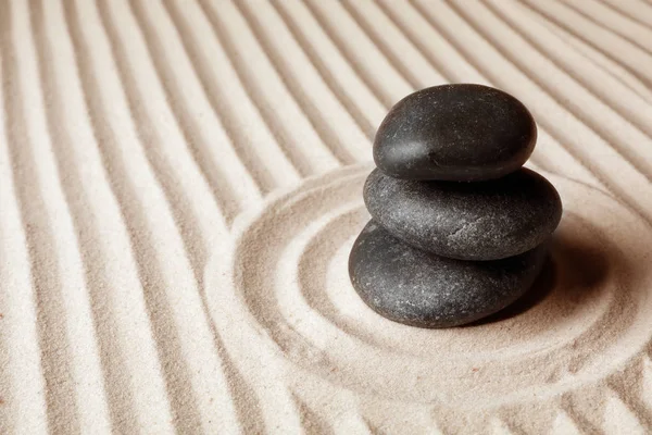 Halmozott Zen Kert Kövek Homok Minta Szöveg Adható Meditáció Harmónia — Stock Fotó