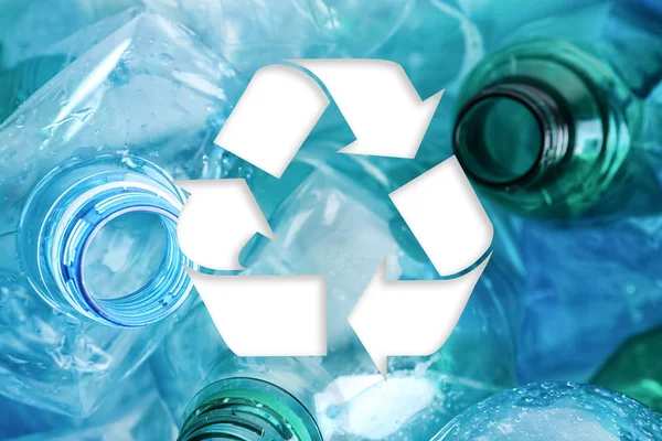Symbole Recyclage Bouteilles Plastique Gros Plan — Photo