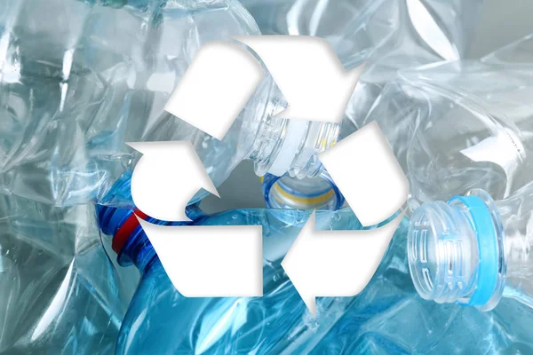 Symbole Recyclage Bouteilles Plastique Gros Plan — Photo