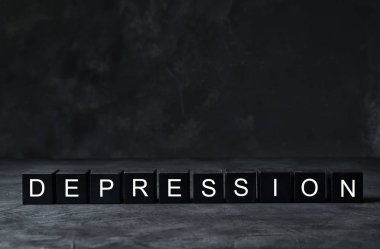 Word depresyon siyah tahta küpleri tablodaki yapılmış. Metin için yer