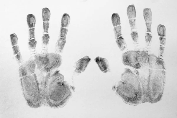 Εκτύπωση Των Χεριών Και Των Δακτύλων Άσπρο Φόντο Top View — Φωτογραφία Αρχείου