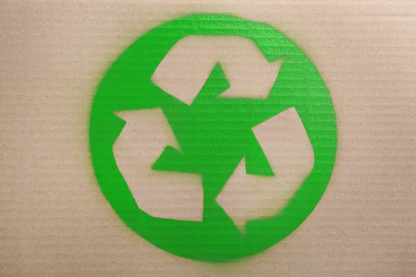 Σύμβολο Ανακύκλωσης Ζωγραφισμένα Χαρτόνι Κορυφαία Προβολή — Φωτογραφία Αρχείου