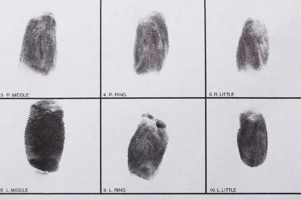 警察指紋 トップ ビューでフォーム 法医学検査 — ストック写真