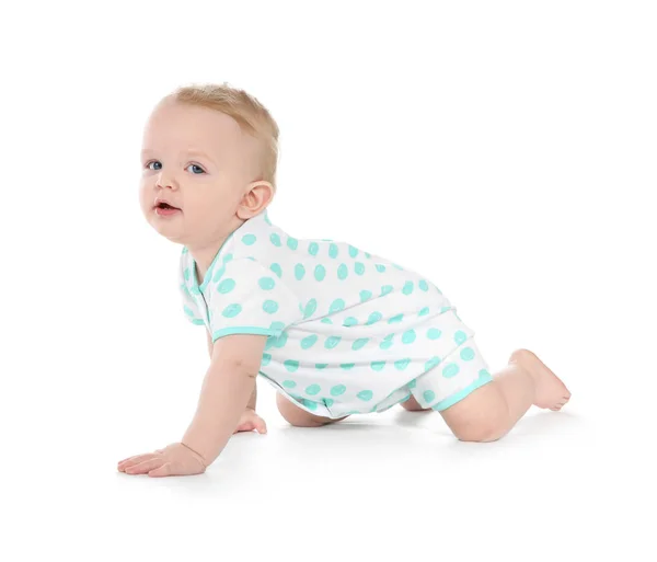 白い背景の上でクロールかわいい赤ちゃん — ストック写真