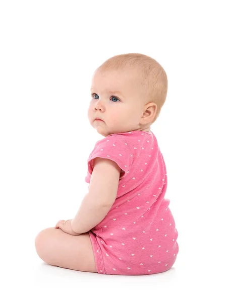 Cute Little Baby White Background Crawling Time — Stock Photo, Image