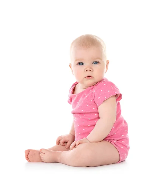Lindo Bebé Sobre Fondo Blanco Tiempo Gateo —  Fotos de Stock