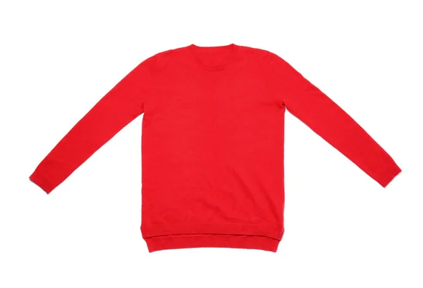 Camisola Caxemira Vermelha Isolada Branco Vista Superior — Fotografia de Stock