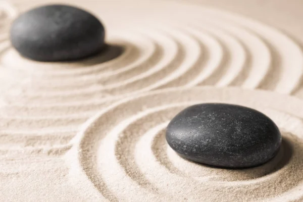 Zen Piedras Jardín Arena Con Patrón Meditación Armonía —  Fotos de Stock