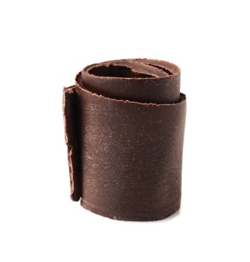 Beyaz arka planda dekorasyon için lezzetli çikolata kıvırcığı