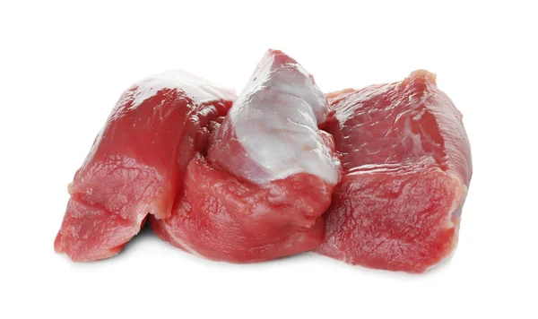 Carne Cruda Sobre Fondo Blanco Producto Fresco —  Fotos de Stock