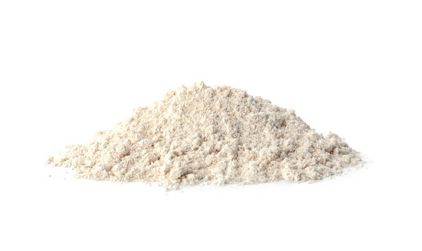 Куча овсяной муки, выделенной на белом
