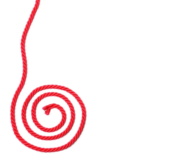 Спіраль Червоної Мотузки Білому Тлі Вид Зверху Пробілом Тексту — стокове фото