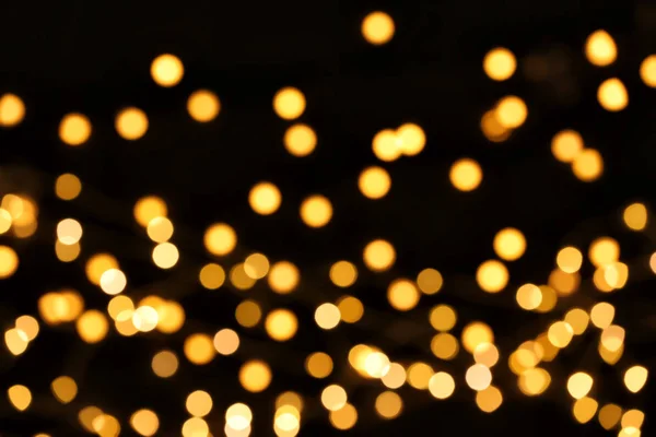 Luzes Douradas Bonitas Fundo Escuro Efeito Bokeh — Fotografia de Stock