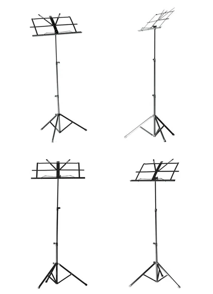 Набор Пустой Музыки Стенды Нот Белом Фоне — стоковое фото