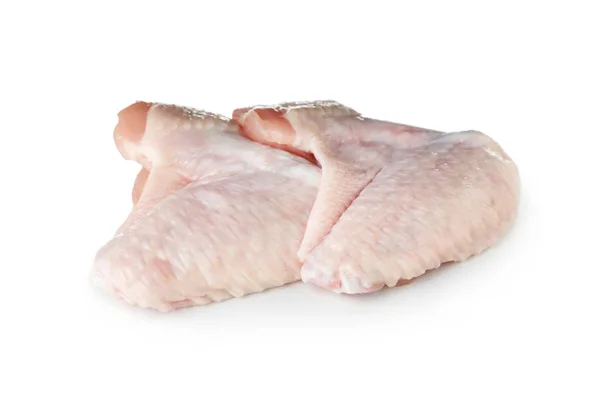 Rohe Hühnerflügel Auf Weißem Hintergrund Frischfleisch — Stockfoto